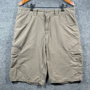 Merrell Opti-Wick Cargo Shorts Men's 36R Beige UPF 50+ Zip Pockets Trail Hiking